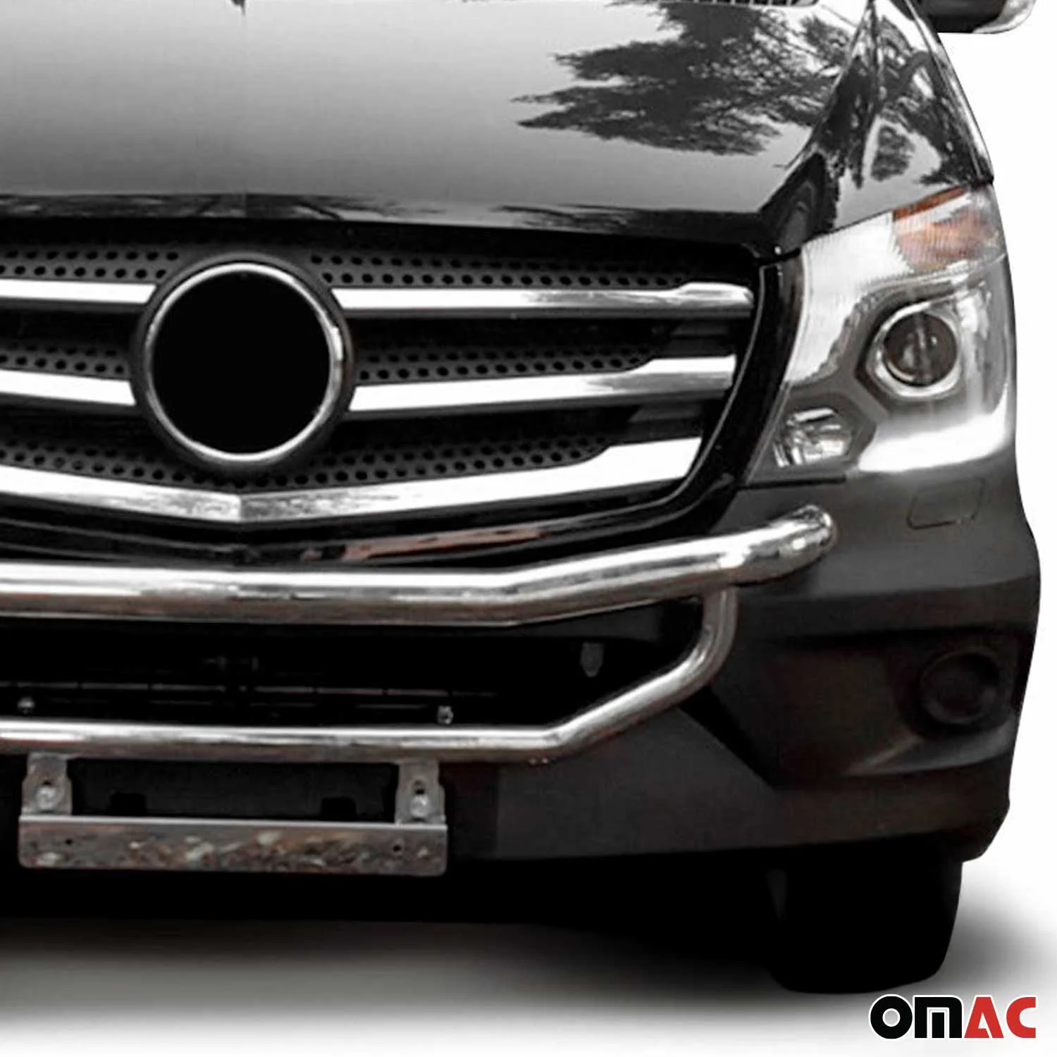 2014-2018 Mercedes Sprinter W906 Bull Bar Push Front Bumper Grille Silver - Image 5