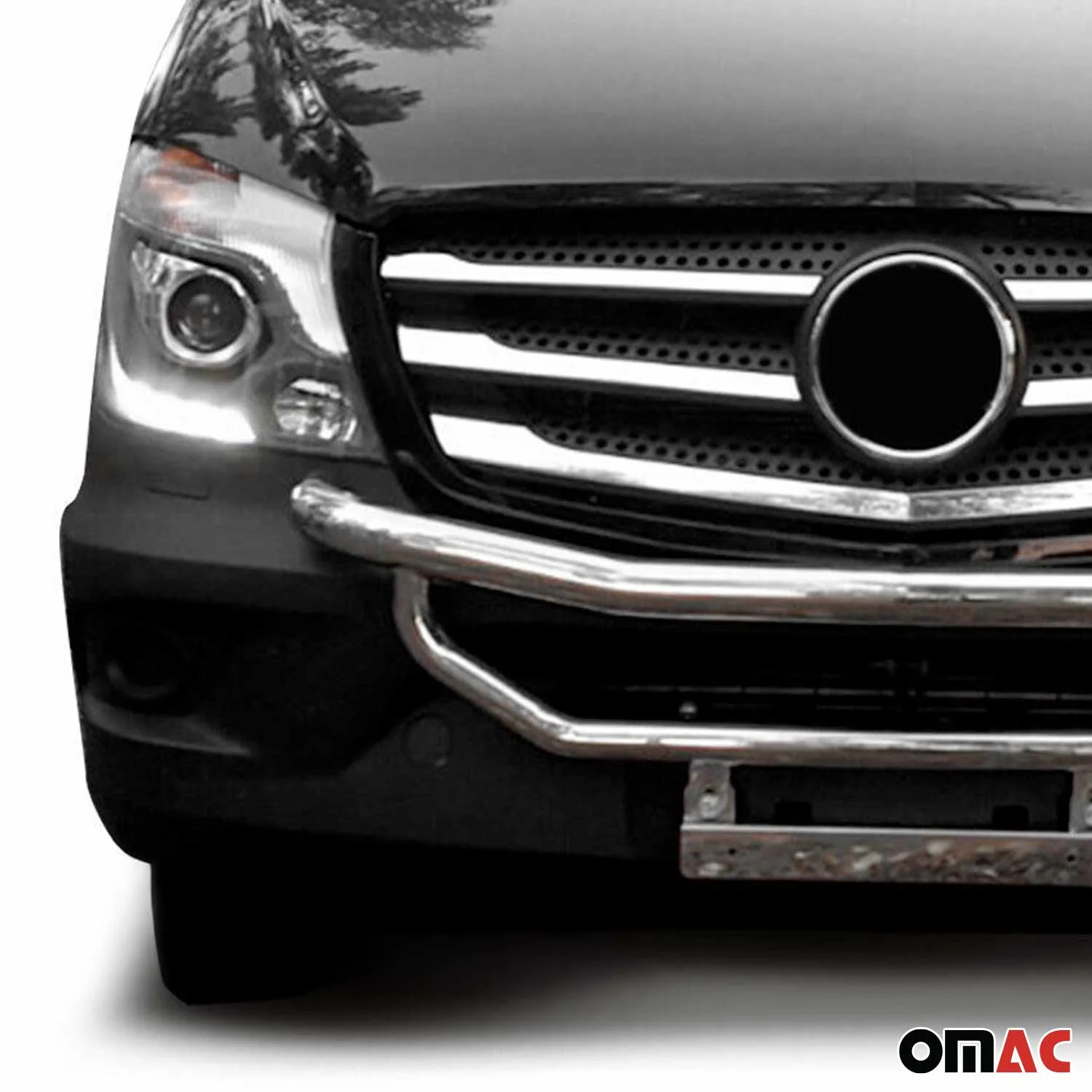 2014-2018 Mercedes Sprinter W906 Bull Bar Push Front Bumper Grille Silver - Image 6