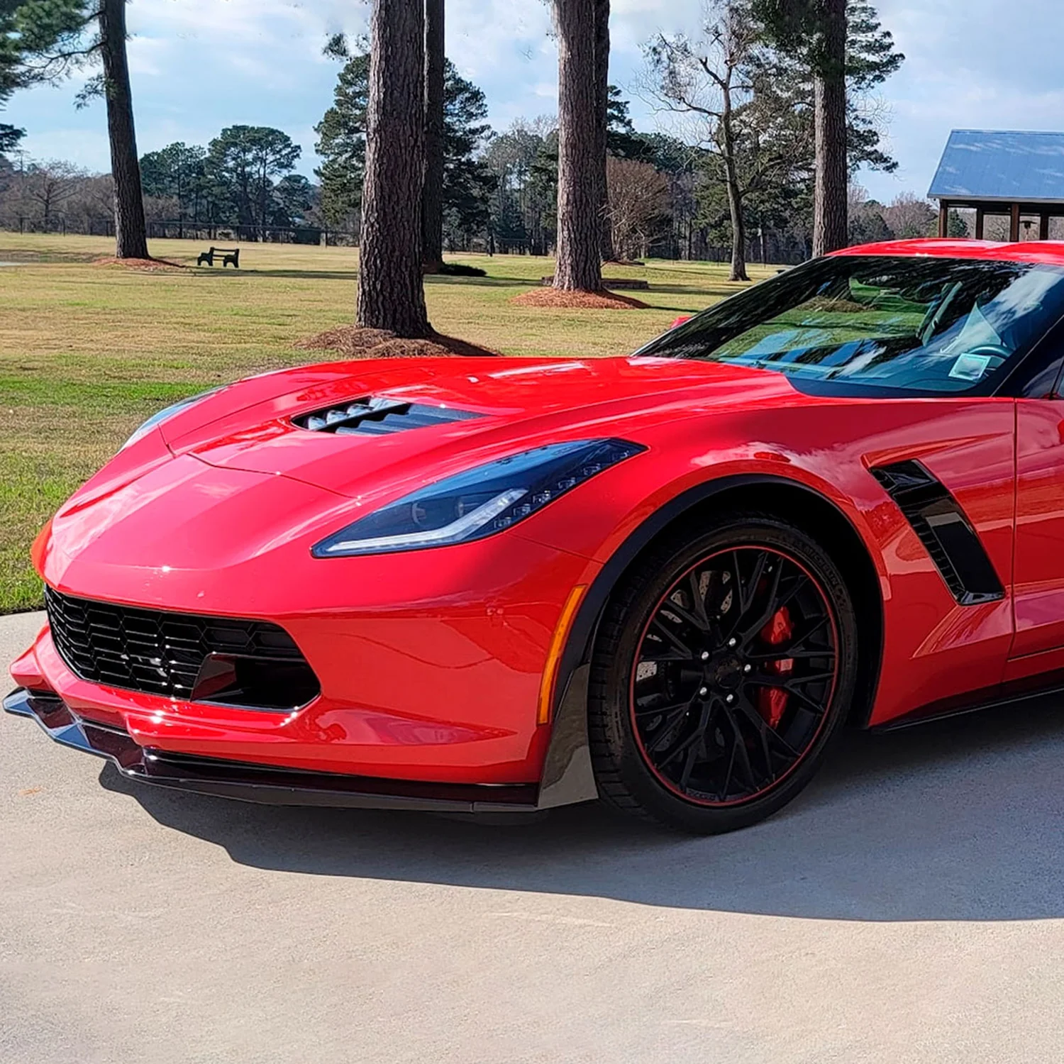 2014-2019 Chevrolet Corvette C7 Black 2PC Front Bumper Canards Spats Cover - Image 7