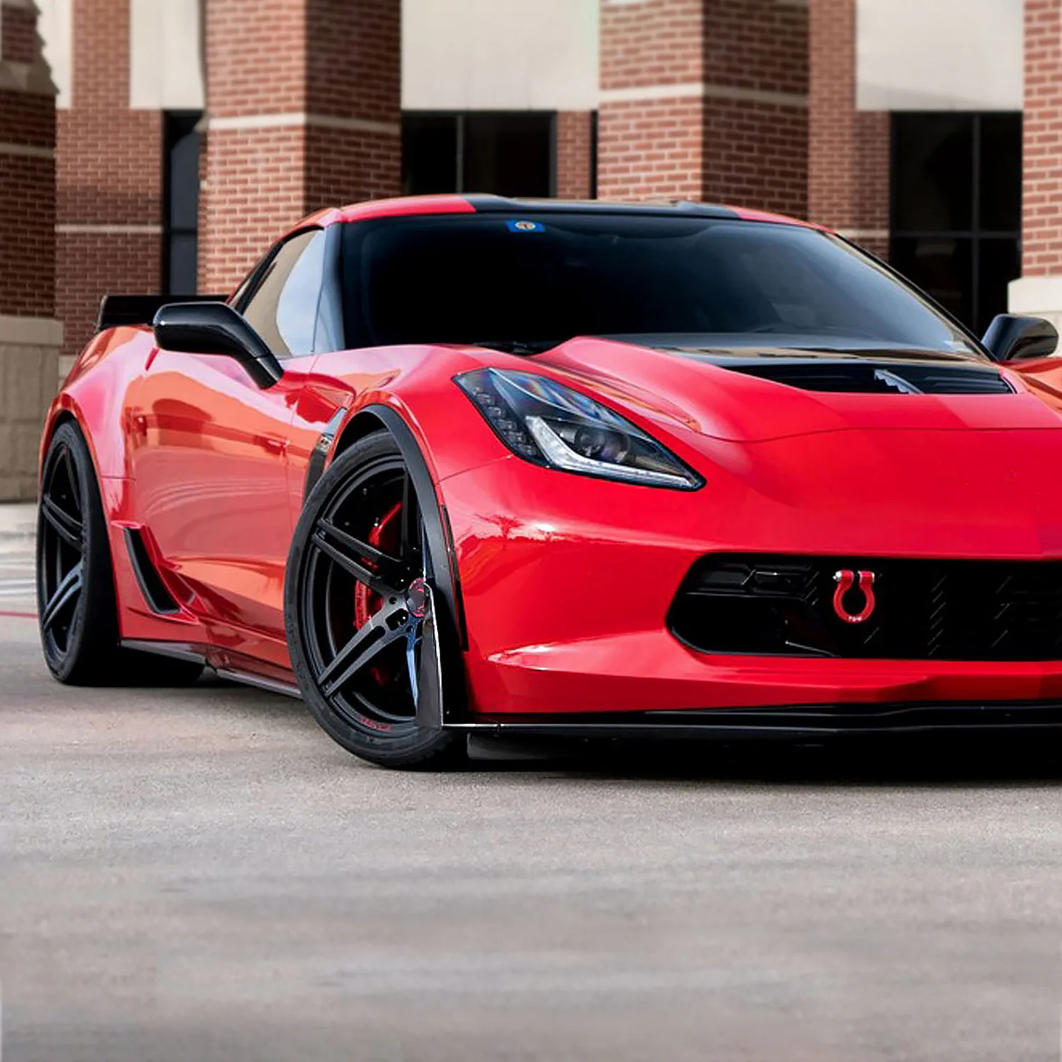 2014-2019 Chevrolet Corvette C7 Black 2PC Front Bumper Canards Spats Cover - Image 8