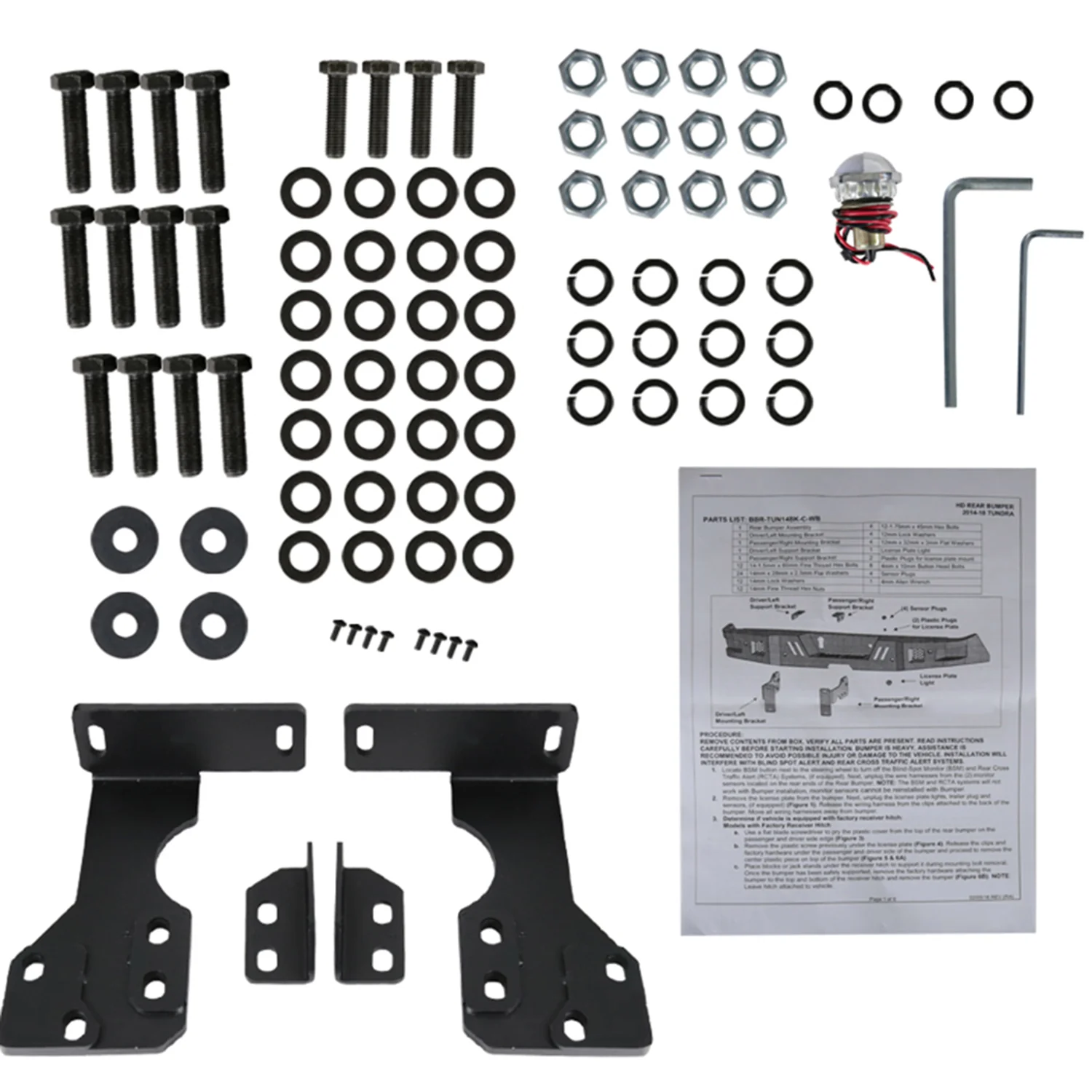 2014-2021 Toyota Tundra Black Heavy Duty Steel Rear Step Bumper w/License Lamp - Image 9
