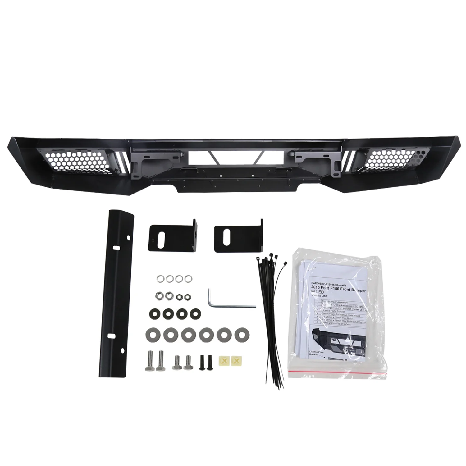 2015-2017 Ford F-150 Black Heavy Duty Steel Front Bumper & LED Light Ports - Image 9