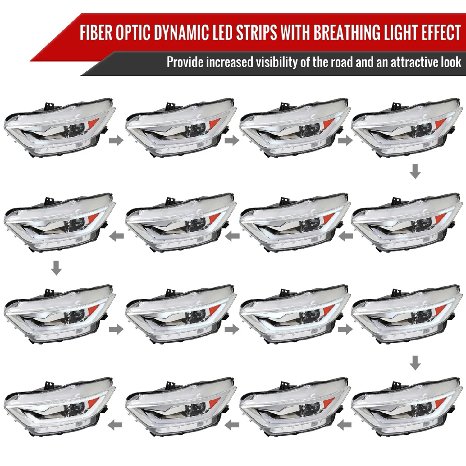 2015-2017 Ford Mustang / 18-2020 Mustang Shelby LED Bar Xenon HID Headlights - Image 2