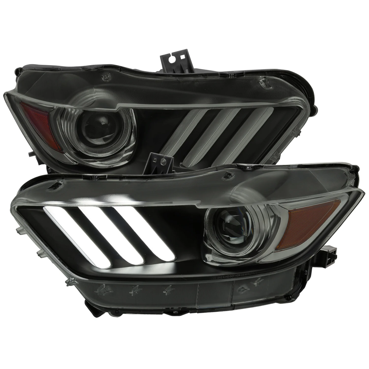 2015-2017 Ford Mustang / 18-2020 Shelby Strip LED Xenon HID Headlights Smoke