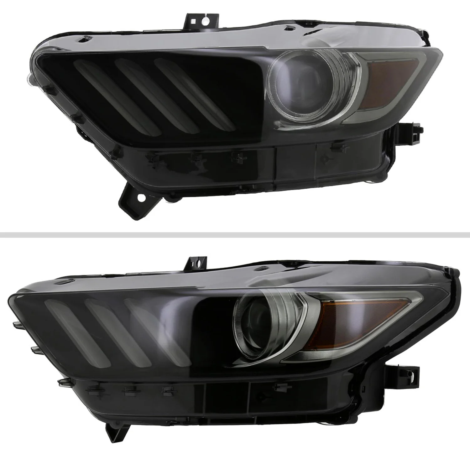 2015-2017 Ford Mustang / 18-2020 Shelby Strip LED Xenon HID Headlights Smoke - Image 3