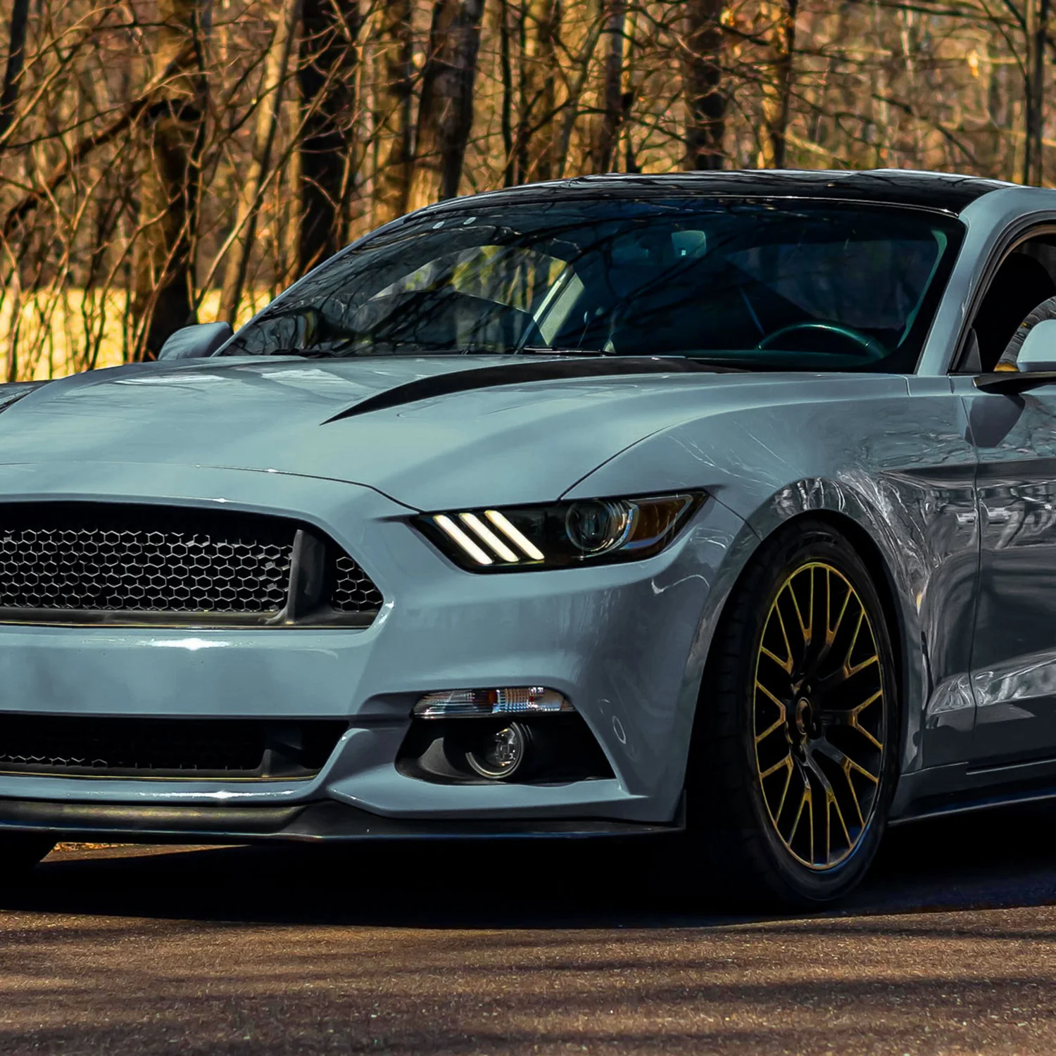2015-2017 Ford Mustang / 18-2020 Shelby Strip LED Xenon HID Headlights Smoke - Image 9