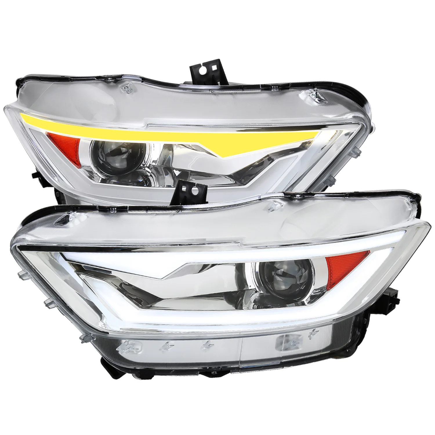 2015-2017 Ford Mustang/2018-2020 Shelby HID/Xenon LED Signal Headlights Chrome
