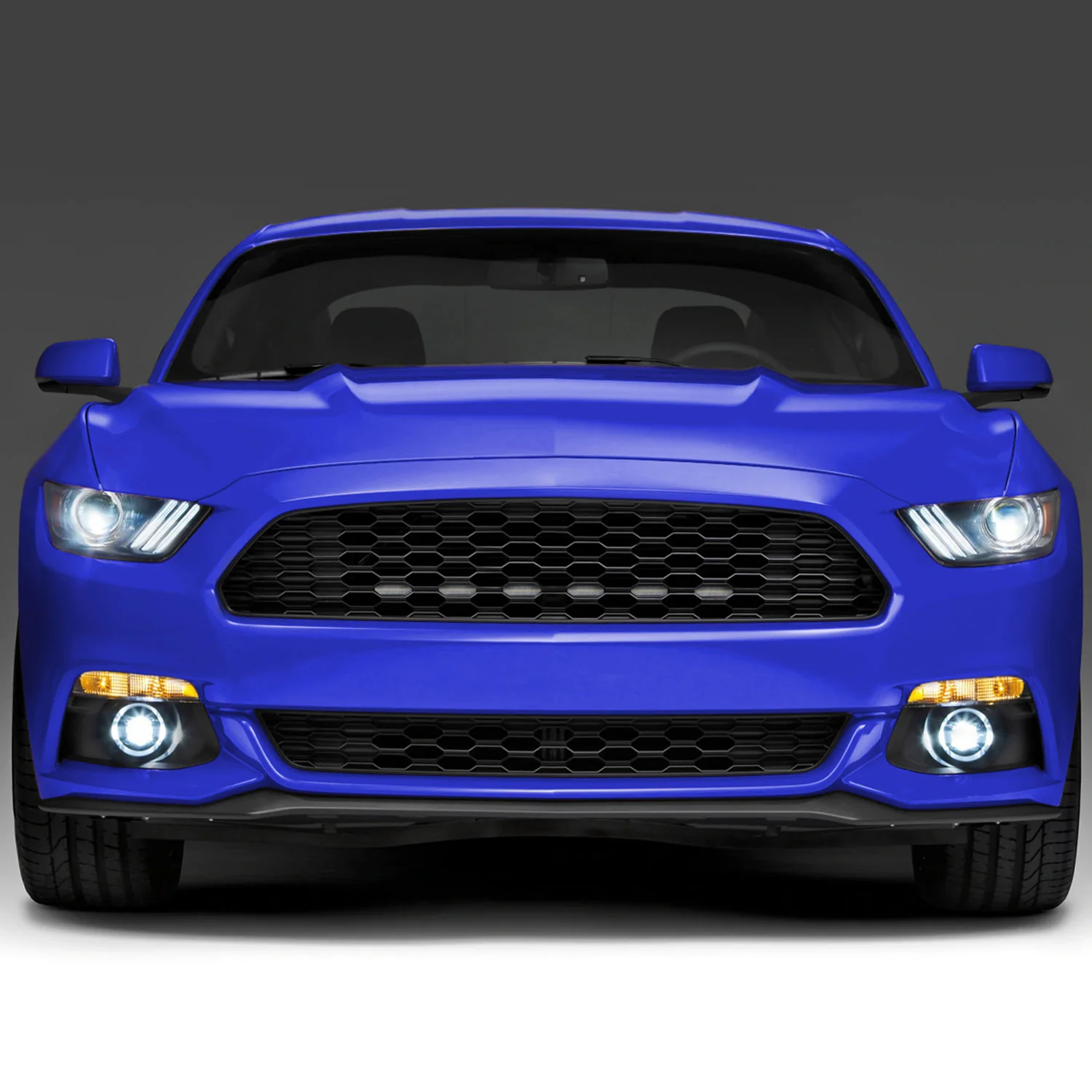 2015-2017 Ford Mustang Front Grille LED Driving Lights - 6PC Chrome/Clear Lens - Image 9