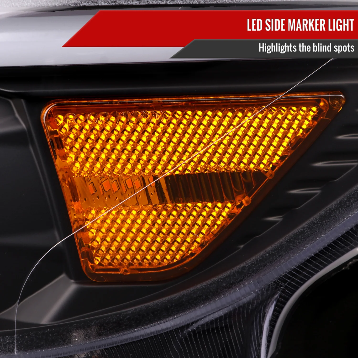 2015-2017 Ford Mustang HID-Type LED Turn Signal Projector Headlights Black - Image 6