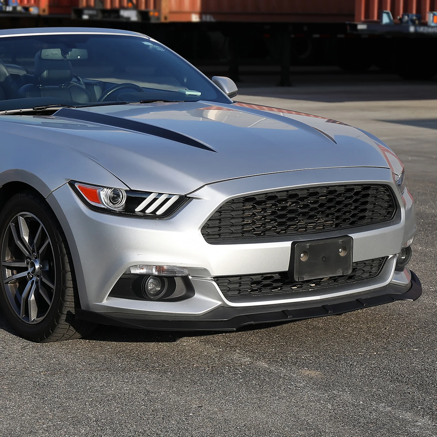 2015-2017 Ford Mustang Matte Black Polypropylene 3Pcs Bumper Lip Spoiler - Image 10