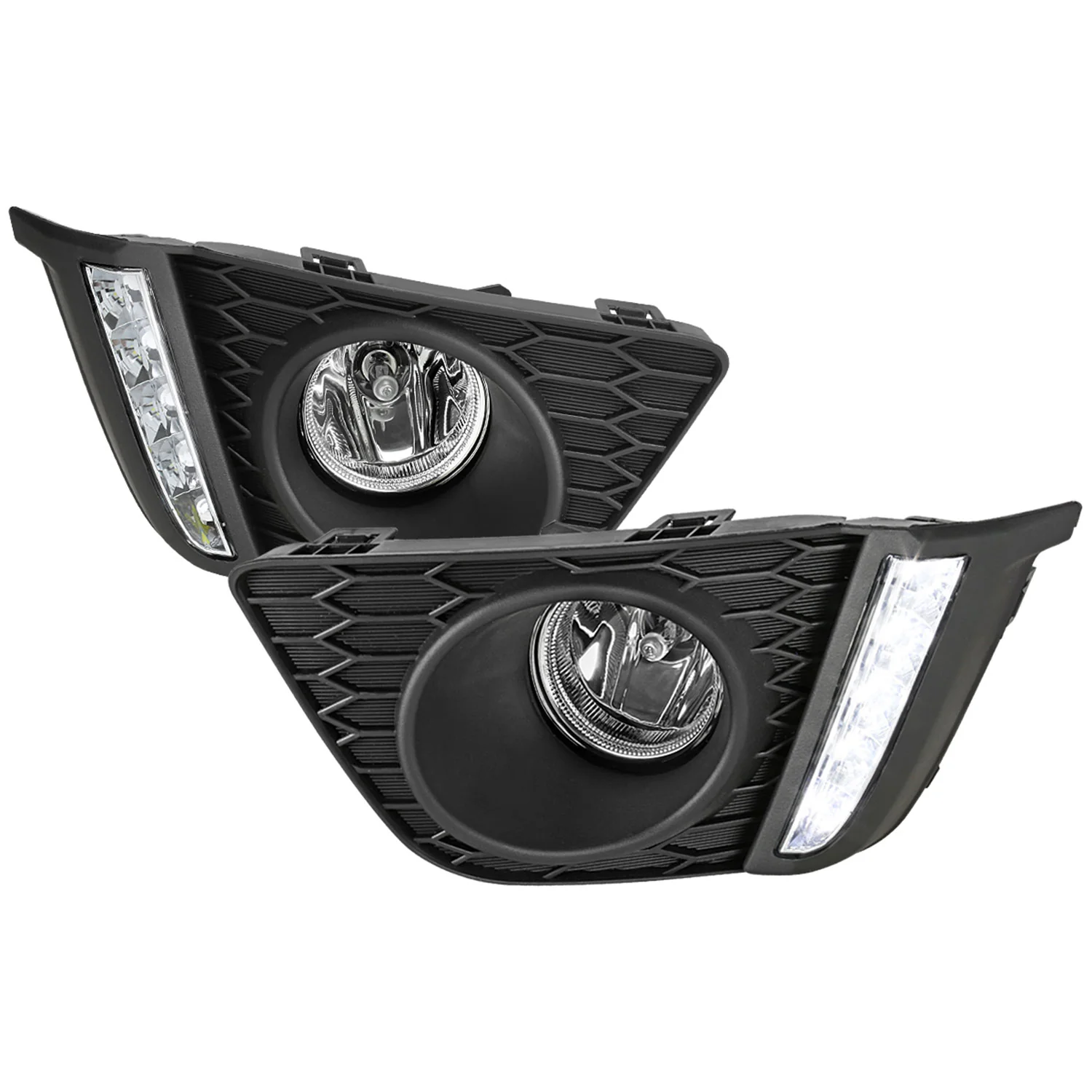 2015-2017 Honda Fit 12V/55W H11 Fog Lights w/ LED Light Strip Chrome/Clear