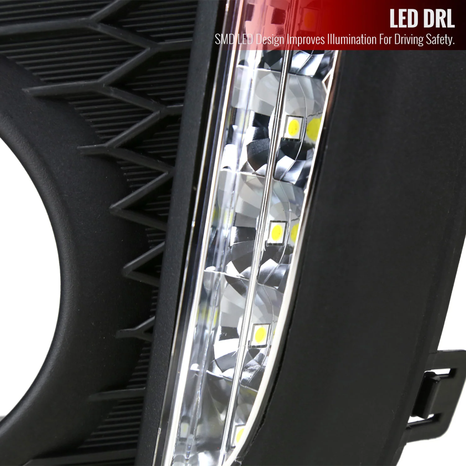 2015-2017 Honda Fit 12V/55W H11 Fog Lights w/ LED Light Strip Chrome/Clear - Image 4