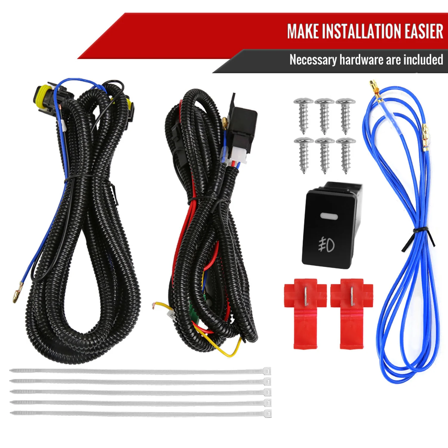 2015-2017 Toyota Yaris 2/4DR H11 Fog Lights Kit Switch & Wiring Harness Chrome - Image 5