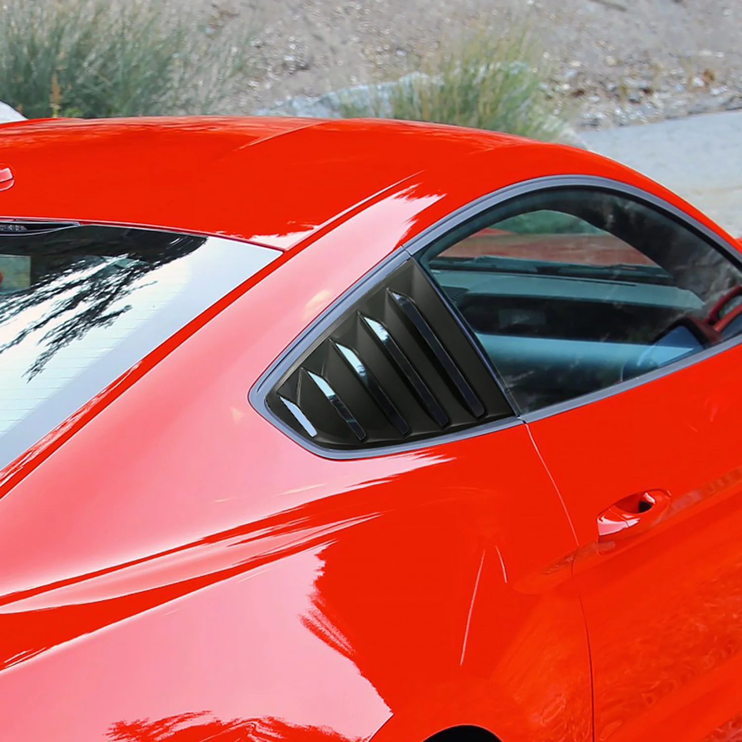 2015-2018 Ford Mustang Black ABS Quarter Side Window Louvers Vent - Image 10