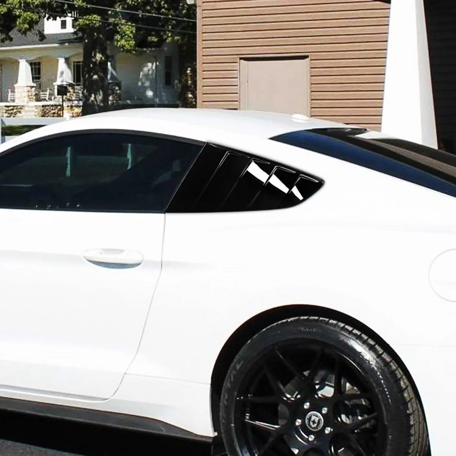 2015-2018 Ford Mustang Glossy Black ABS Quarter Side Window Louvers Vent - Image 10