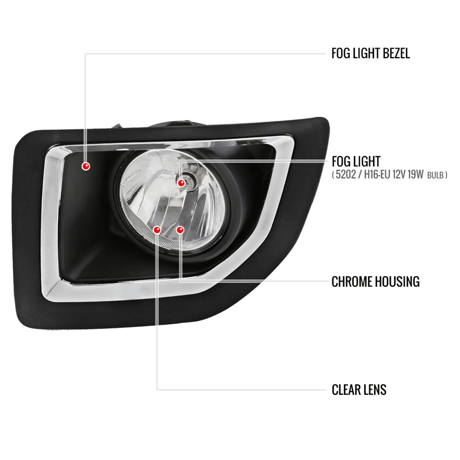 2015-2018 GMC Sierra 2500HD/3500HD PS24W Fog Lights Kit Chrome/Clear Lens - Image 8