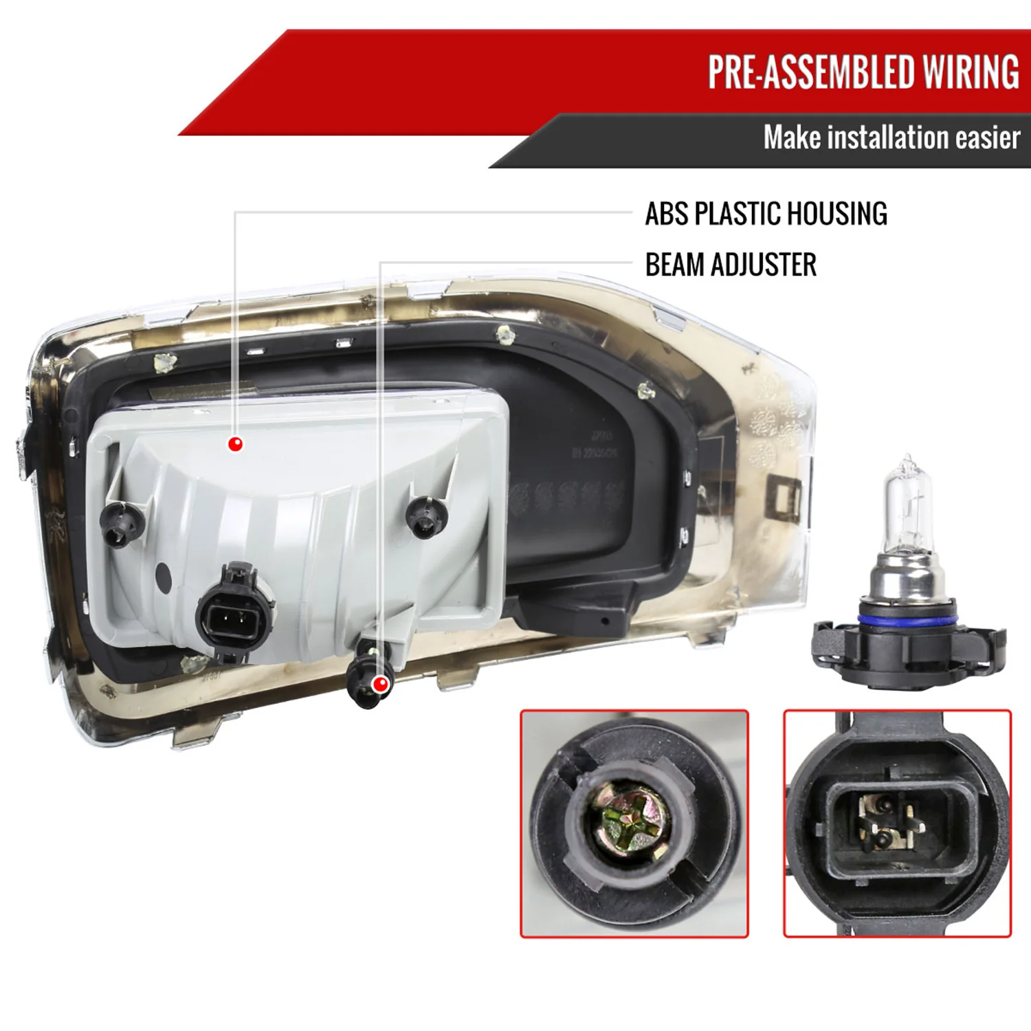 2015-2018 GMC Yukon/Yukon XL Bumper Fog Lights Kit Chrome Housing/Clear Lens - Image 7