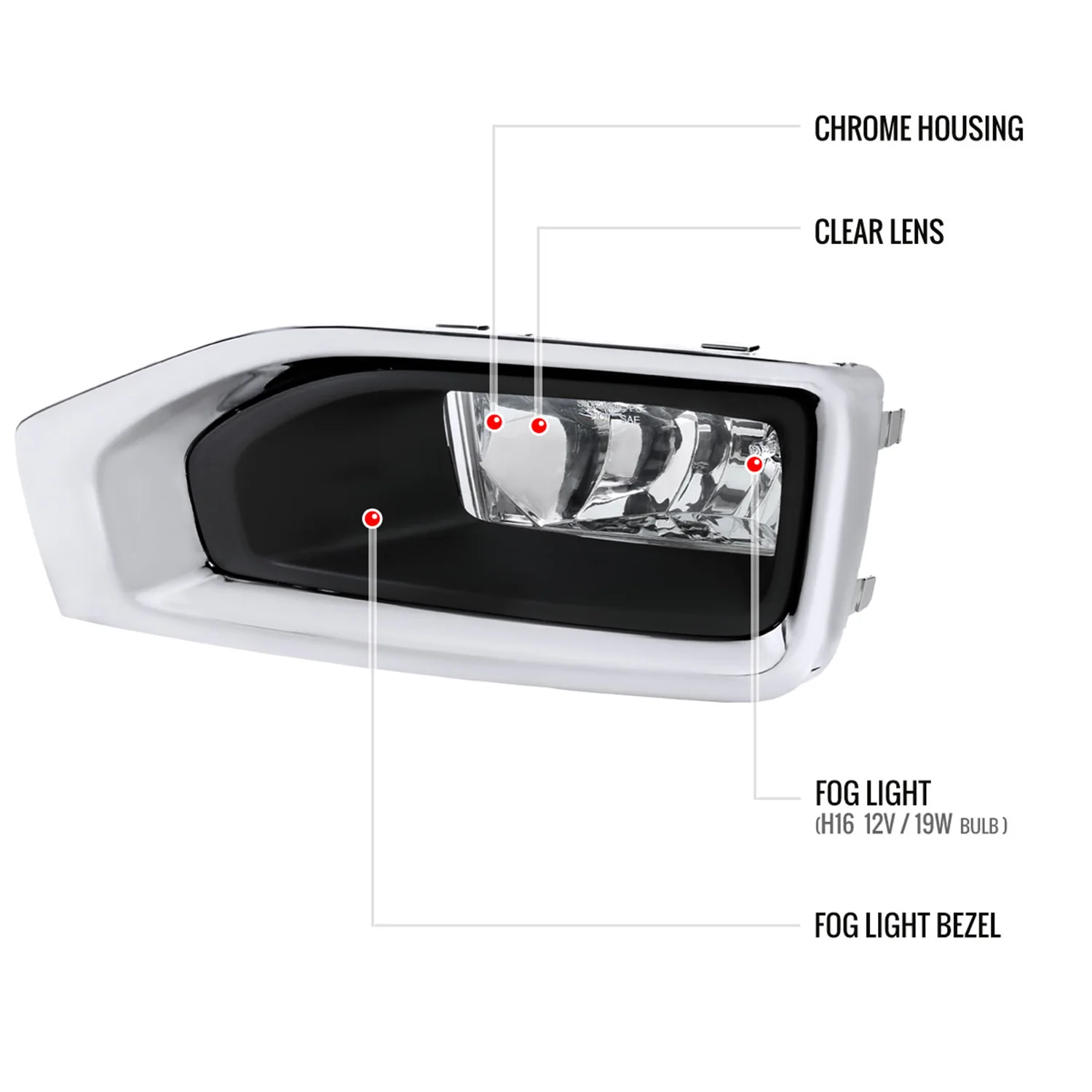 2015-2018 GMC Yukon/Yukon XL Bumper Fog Lights Kit Chrome Housing/Clear Lens - Image 8