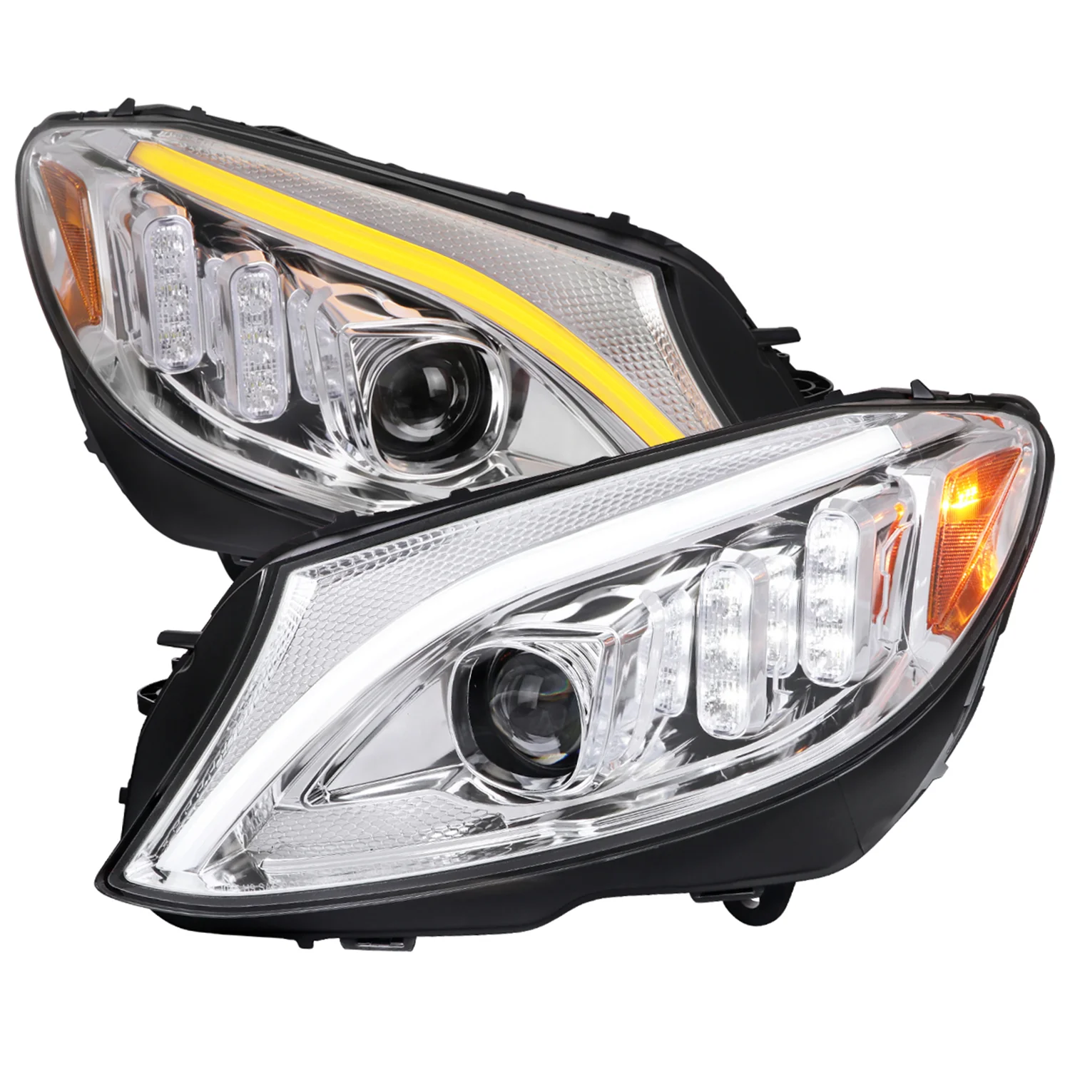 2015-2018 Mercedes-Benz C-Class W205 Full LED Headlights Signal Chrome