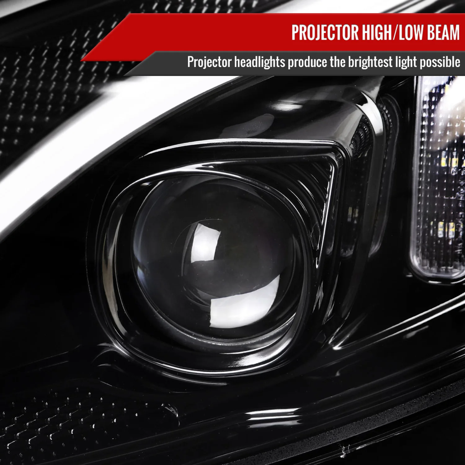 2015-2018 Mercedes-Benz C-Class W205 Signal Projector Headlights Jet Black - Image 3