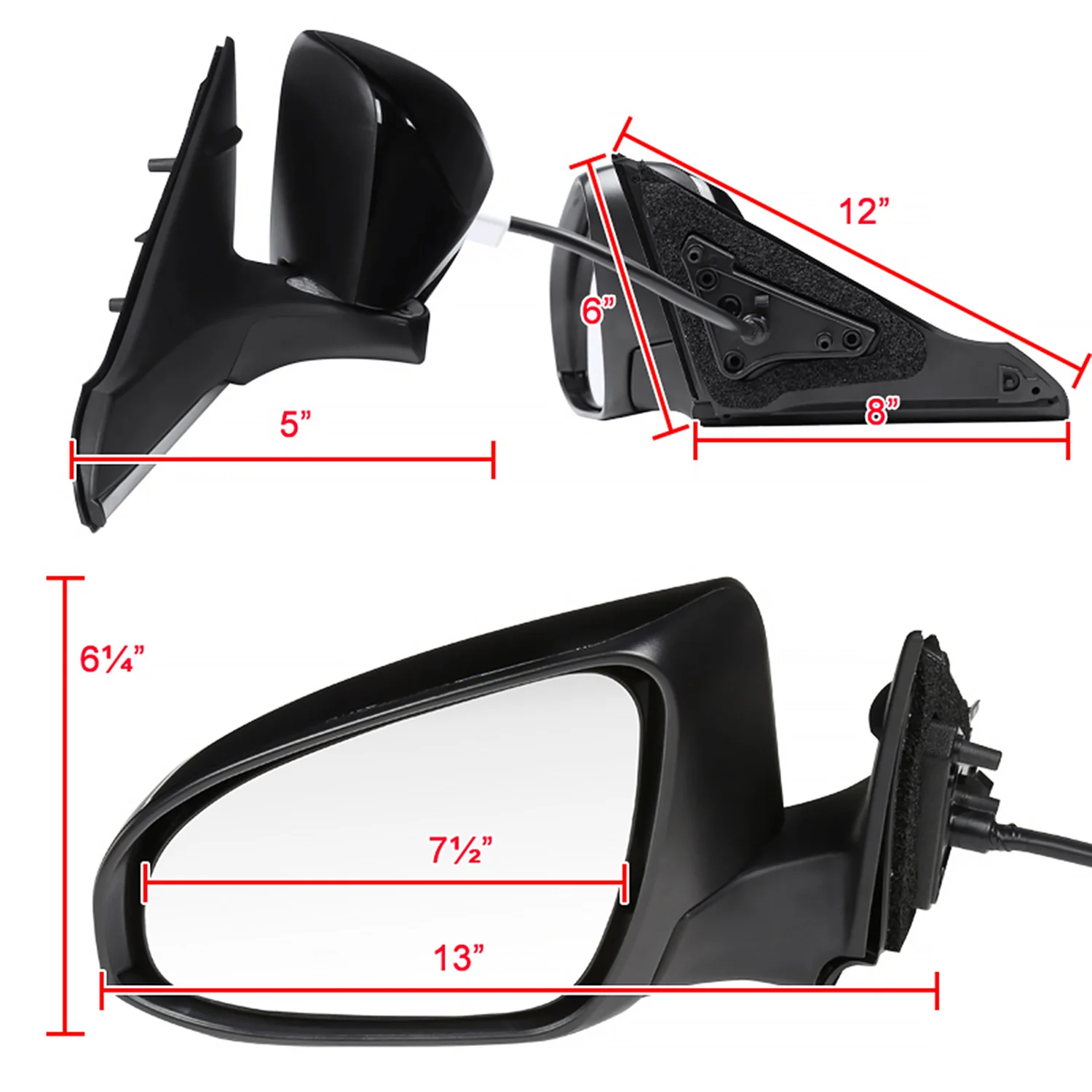 2015-2018 Toyota Camry Glossy Black 5Pin Heated &Adjustable Side Mirror Driver - Image 8