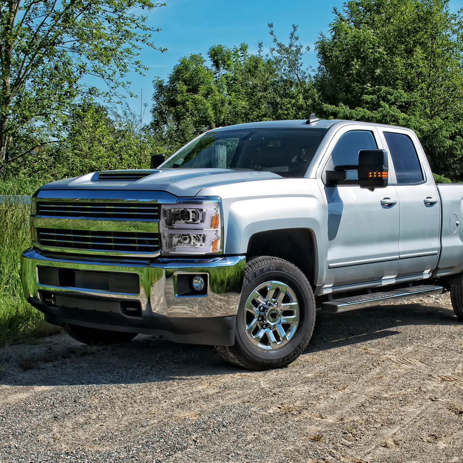 2015-2019 Chevy Silverado 2500HD/3500HD LED Signal Projector Headlights Chrome - Image 10