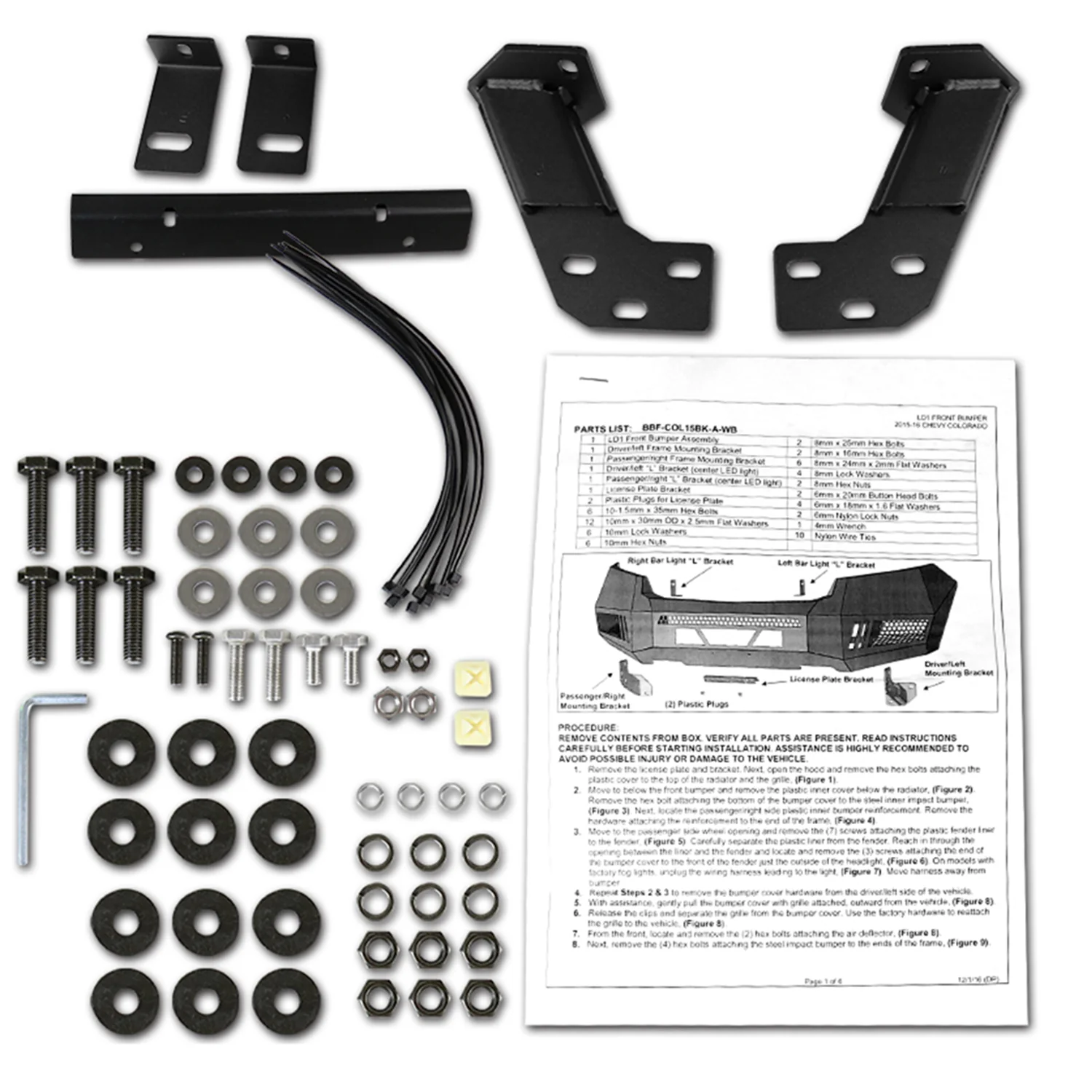 2015-2020 Chevy Colorado Black Heavy Duty Steel Front Bumper & LED Light Ports - Image 9