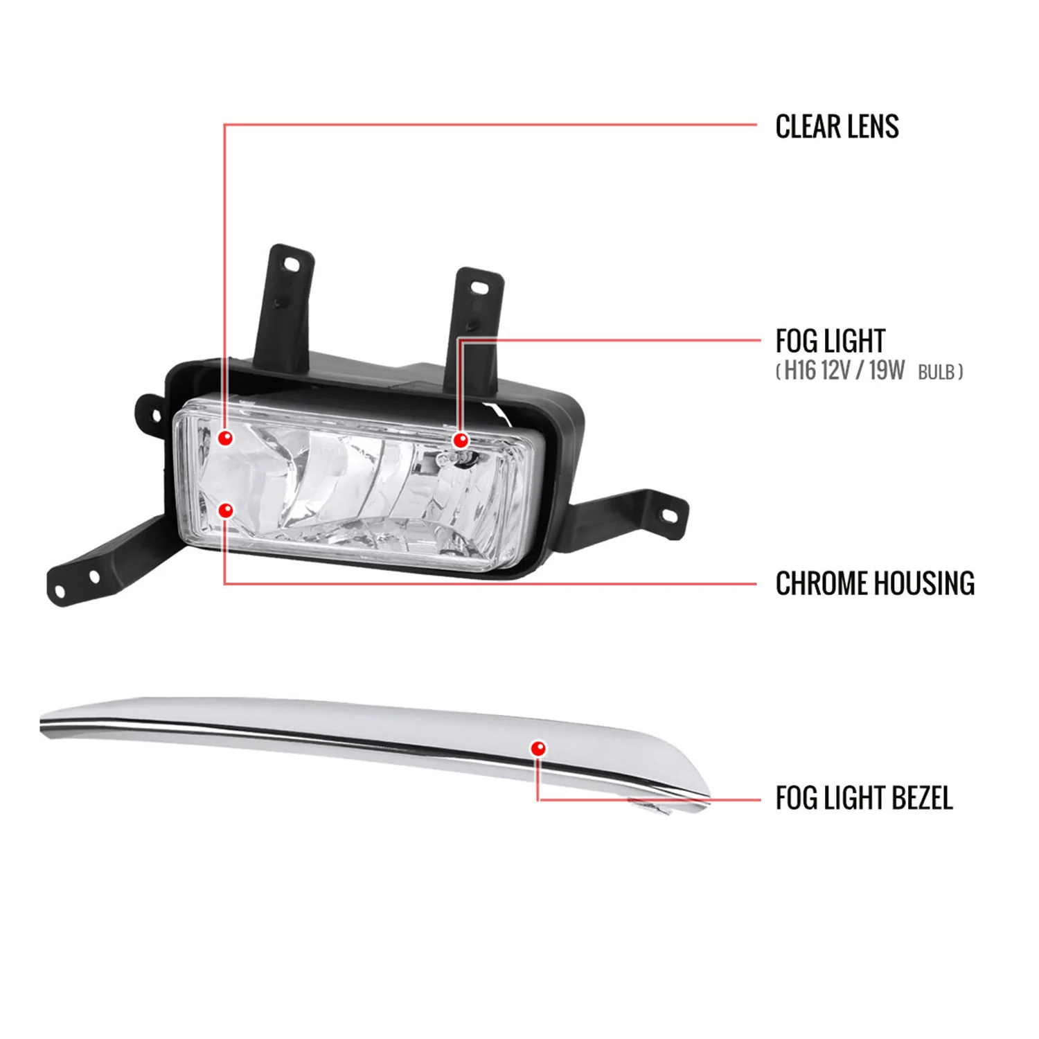 2015-2020 Chevy Tahoe/Suburban H8 Fog Lights Kit Chrome Housing/Clear Lens - Image 8