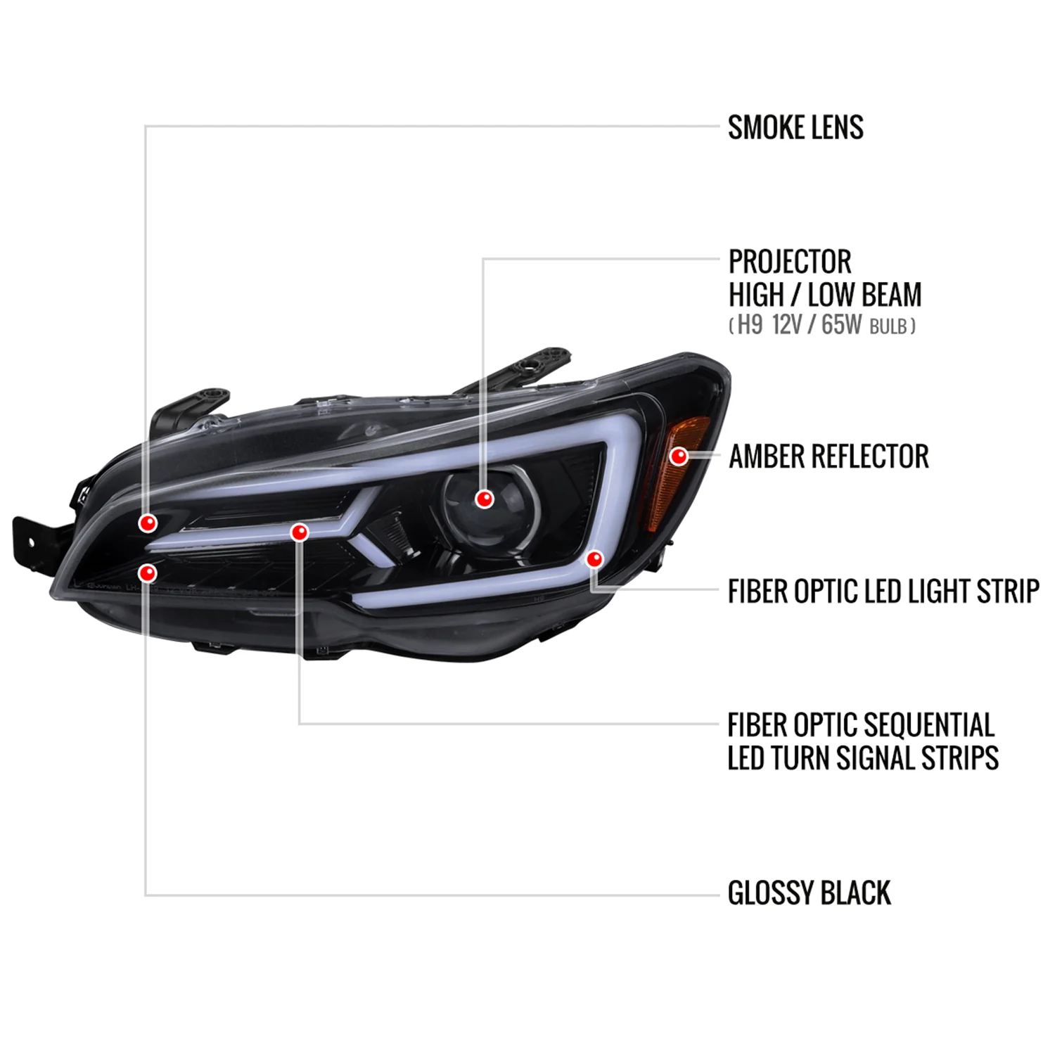 2015-2021 Subaru Impreza WRX/STI LED Bar Sequential Turn Signal Black/Smoke - Image 8