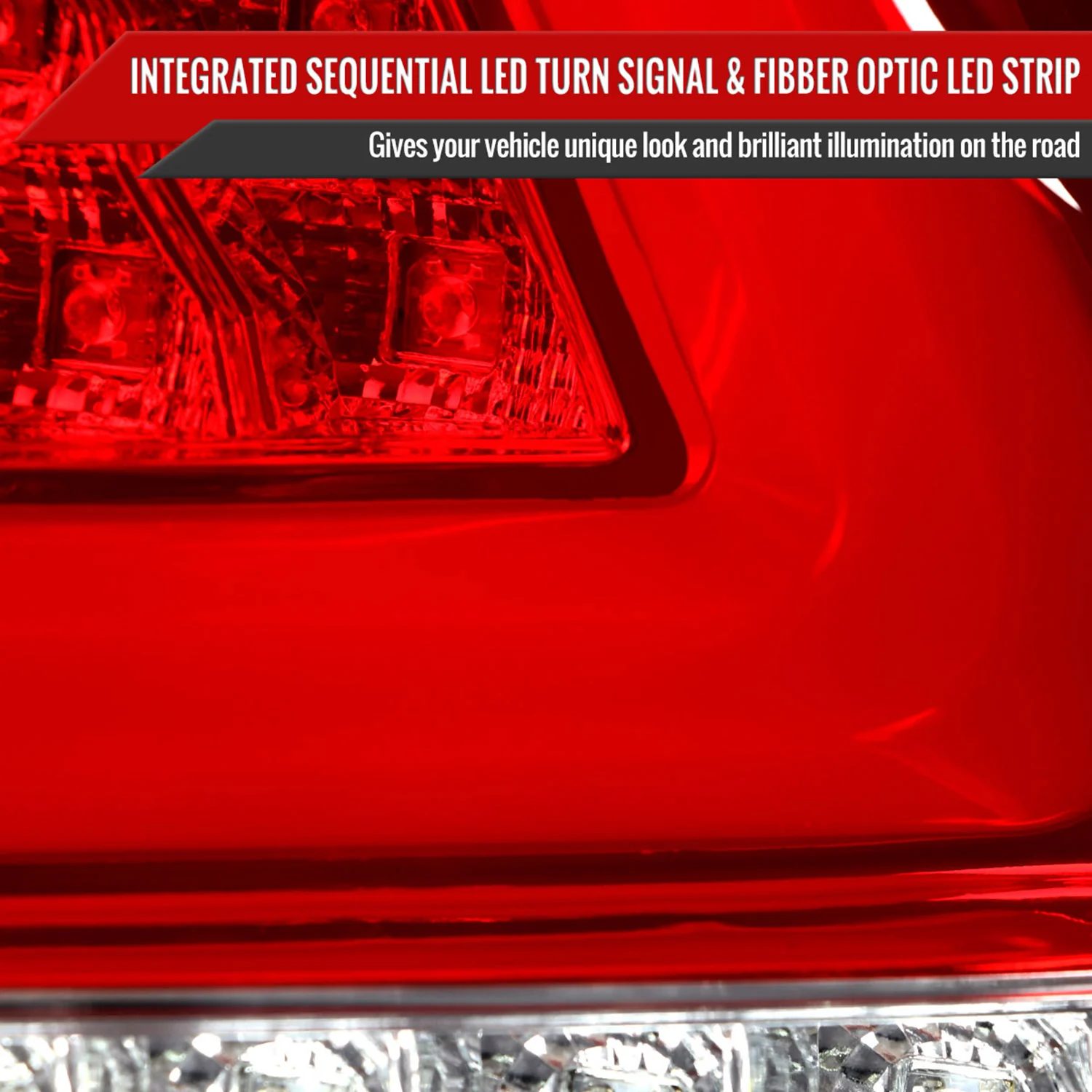 2015-2021 Subaru WRX Sequential White Bar LED Tail Lights Chrome/Red Lens - Image 4