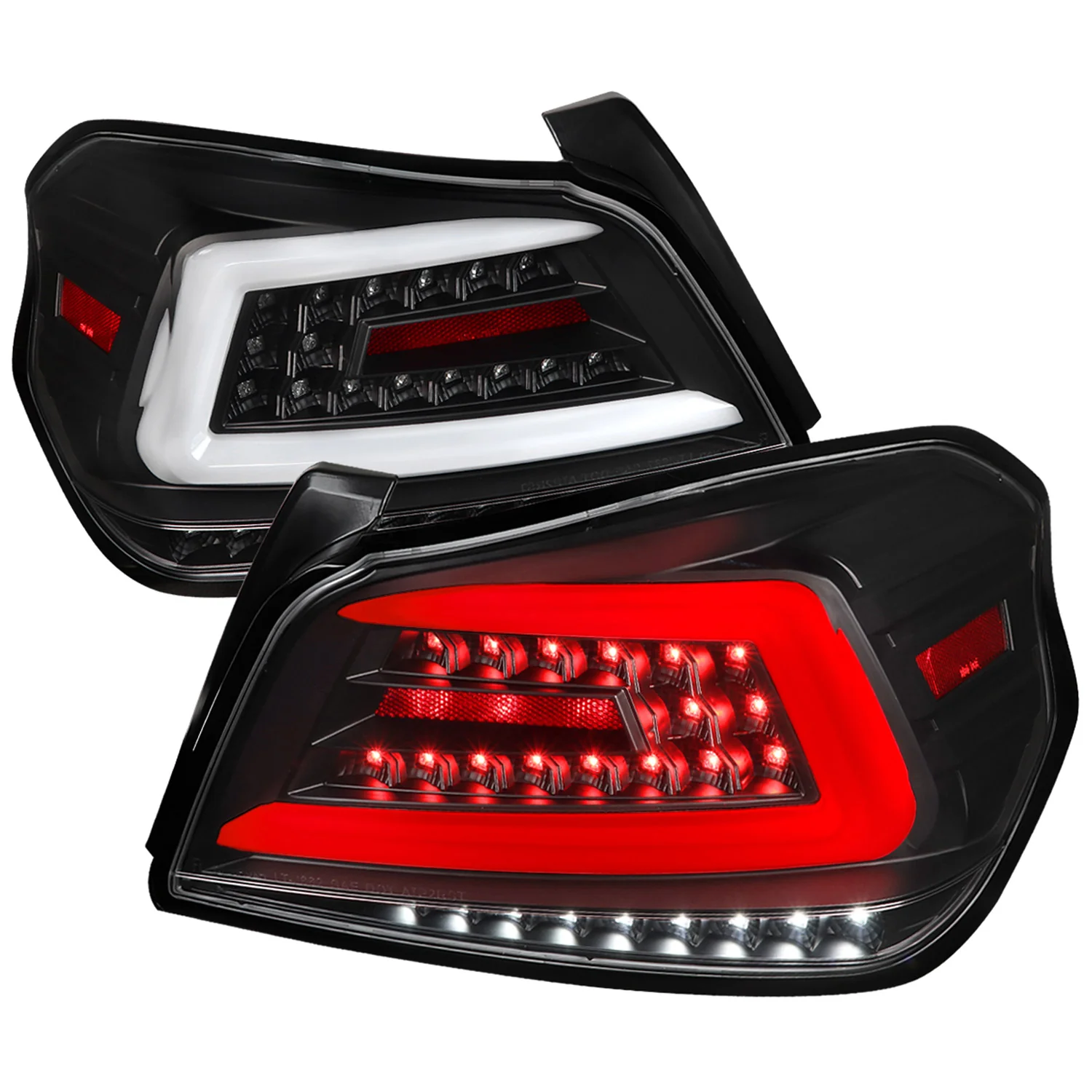 2015-2021 Subaru WRX Sequential White Bar LED Tail Lights Matte Black/Clear
