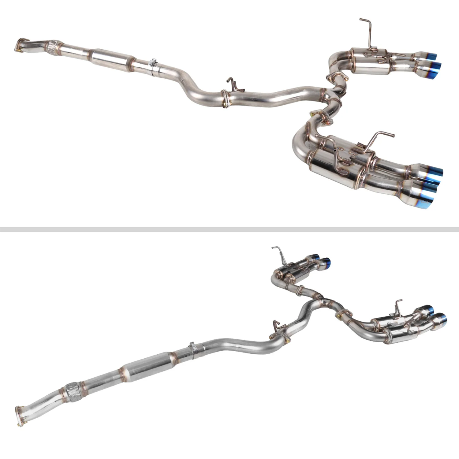 2015-2022 Subaru WRX STI 4" Quad Tip Steel Catback Exhaust System w/ Burnt Tip - Image 3