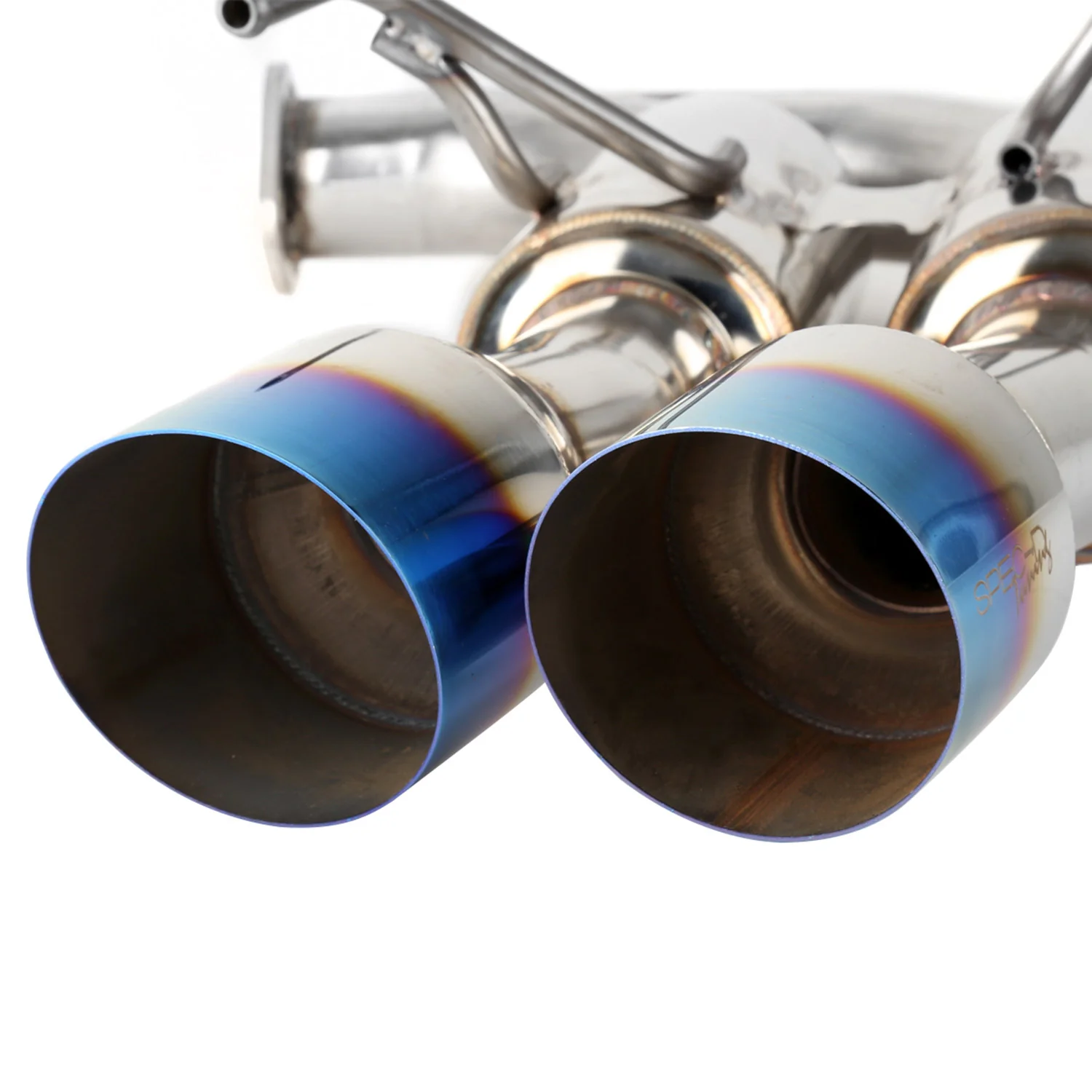 2015-2022 Subaru WRX STI 4" Quad Tip Steel Catback Exhaust System w/ Burnt Tip - Image 4