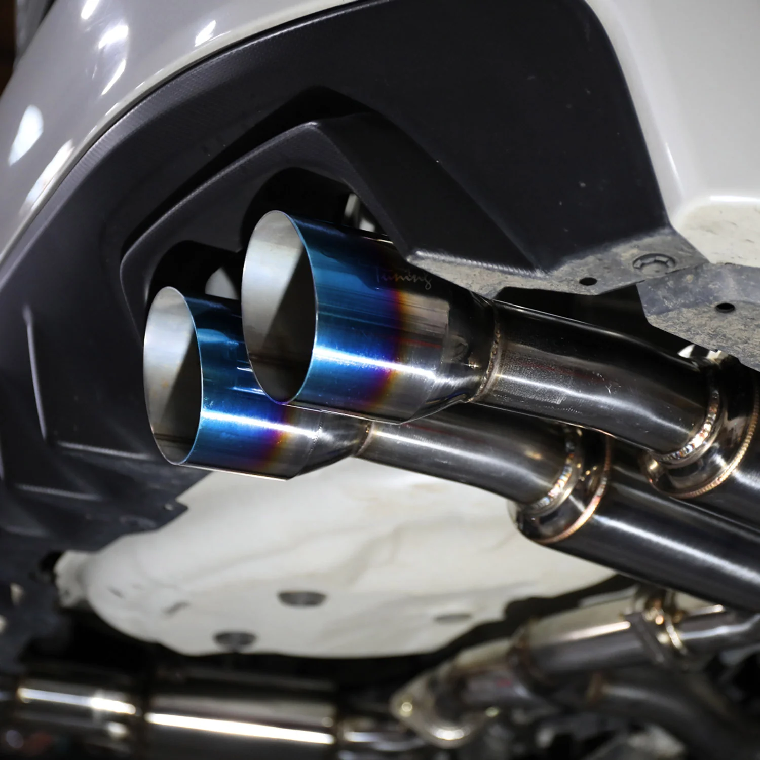 2015-2022 Subaru WRX STI 4" Quad Tip Steel Catback Exhaust System w/ Burnt Tip - Image 7