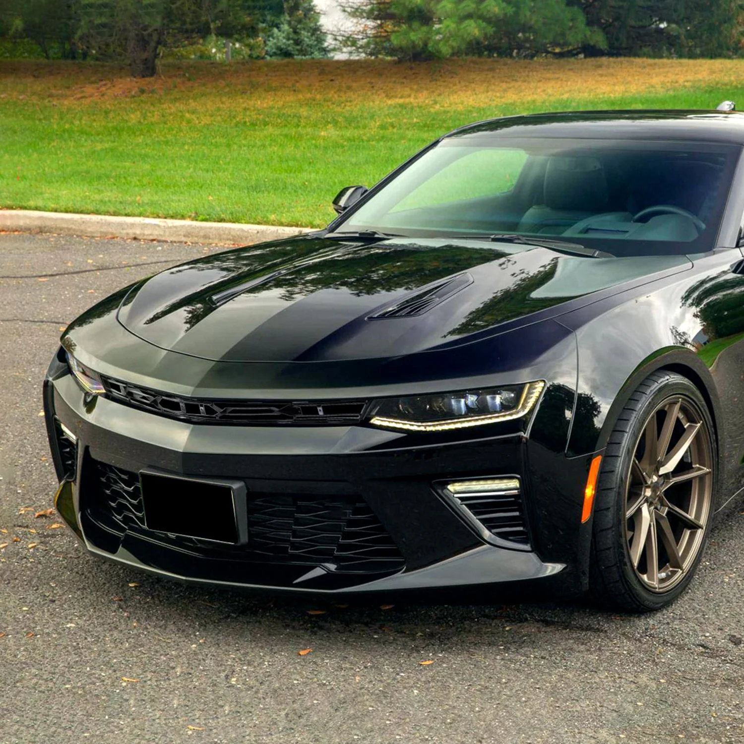 2016-2018 Chevy Camaro/2019-2022 Camaro ZL1 Black Front Upper Bumper Hood Grille - Image 8
