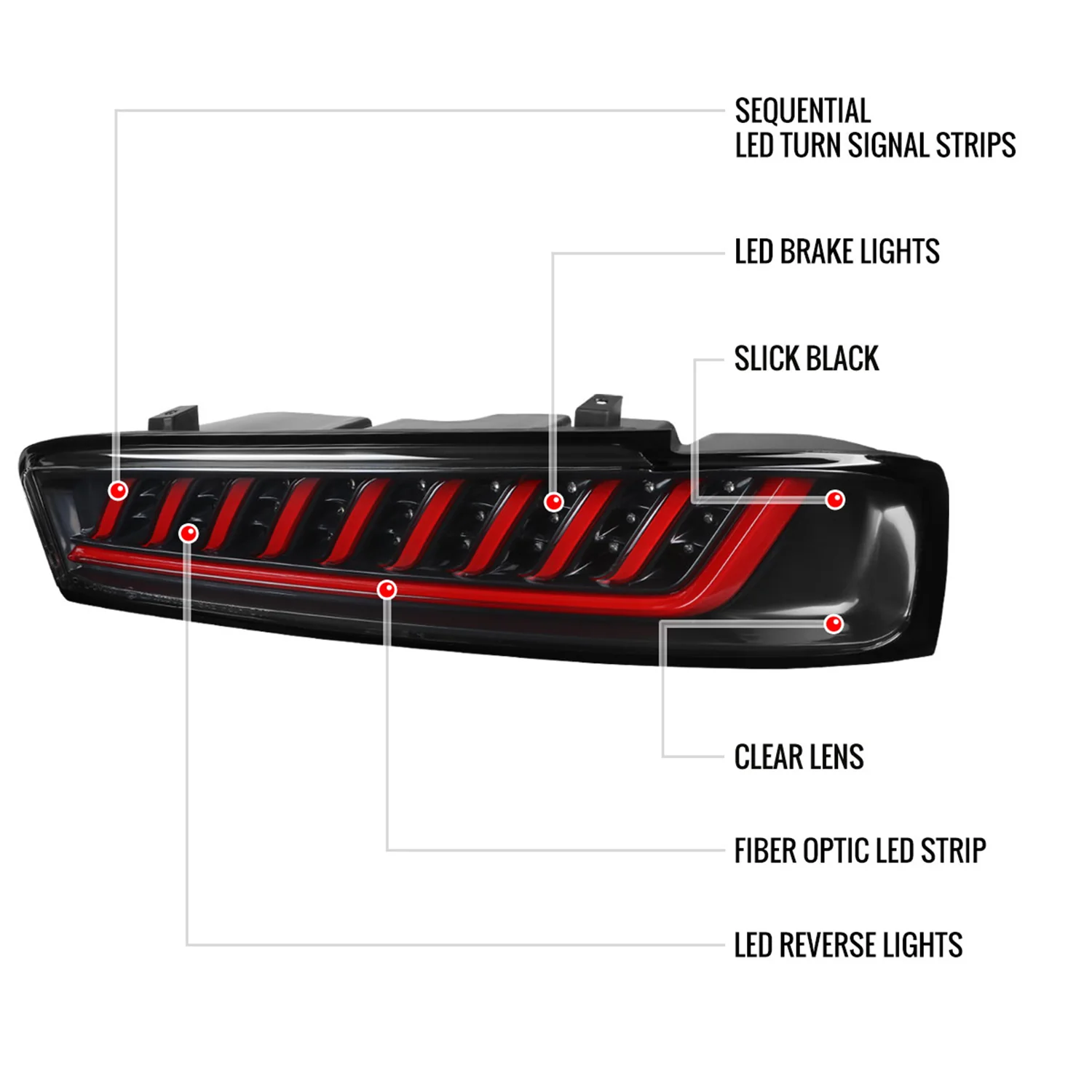 2016-2018 Chevy Camaro LED Tail Lights LED Turn Signal Lights Matt Black/Clear - Image 8