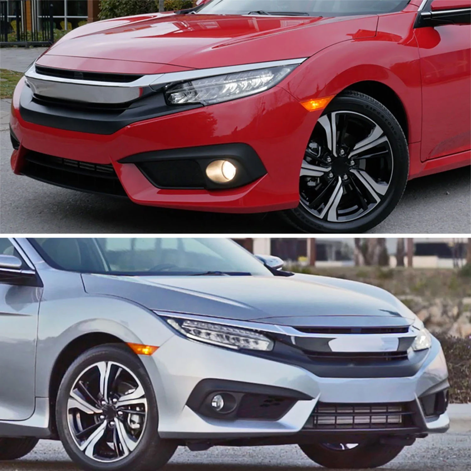 2016-2018 Honda Civic Coupe/Sedan H11 Fog Lights Kit Chrome/Clear Lens - Image 9