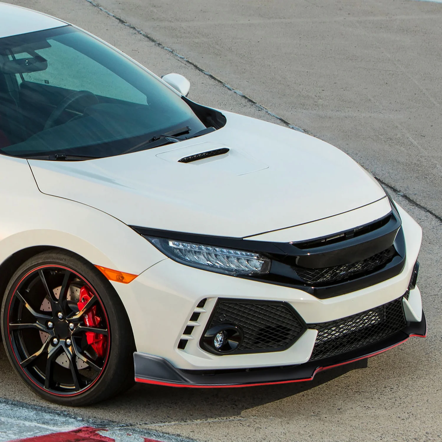 2016-2018 Honda Civic Sedan Black/Red Trim Front Bumper Lip Splitter Kit - Image 10