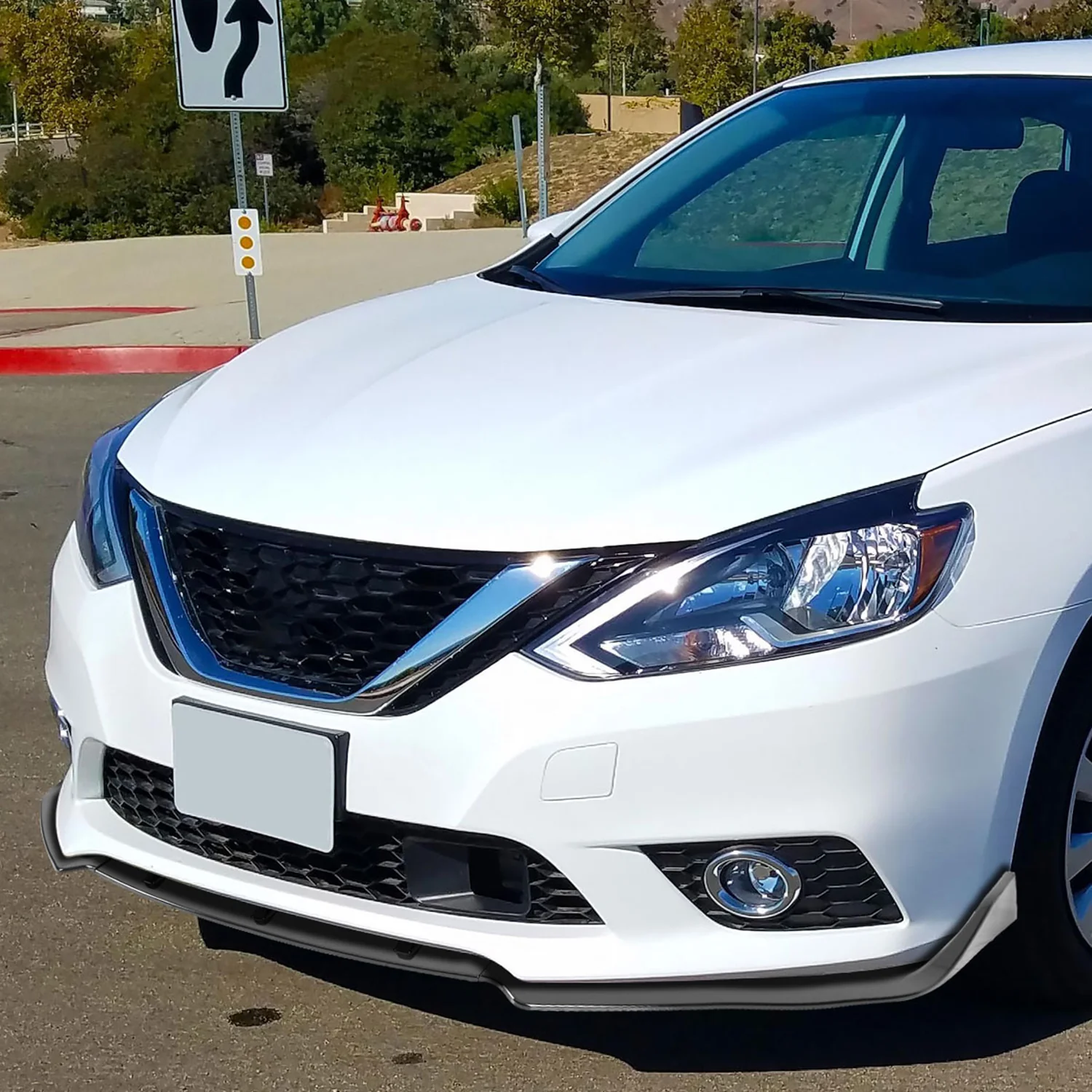 2016-2019 Nissan Sentra Glossy Black Polypropylene 3Pcs Bumper Lip - Image 10