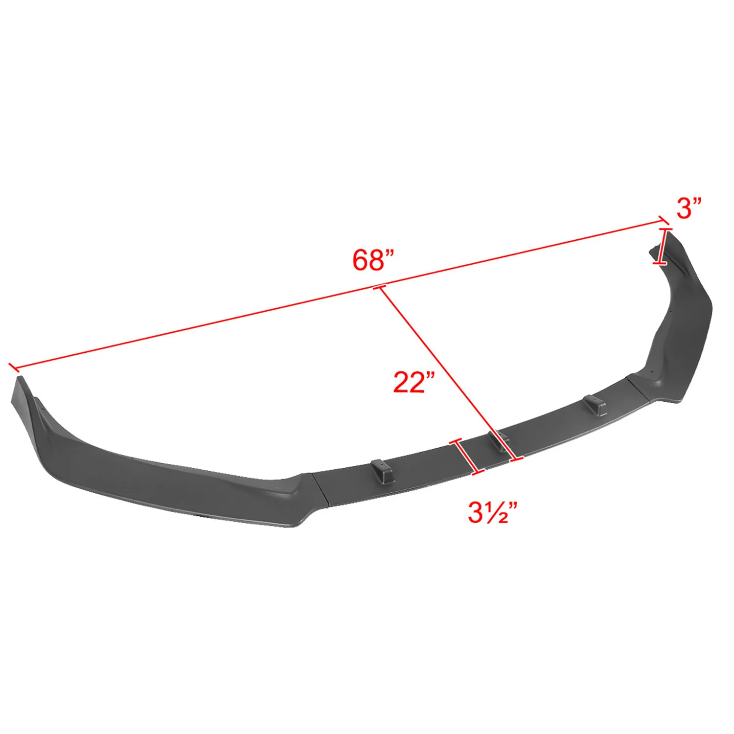 2016-2019 Nissan Sentra Matte Black Polypropylene 3Pcs Bumper Lip Spoiler - Image 2