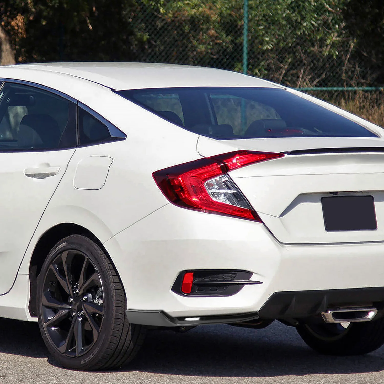 2016-2020 Honda Civic Sedan Glossy Black Rear Bumper Lip Diffuser Set - Image 10