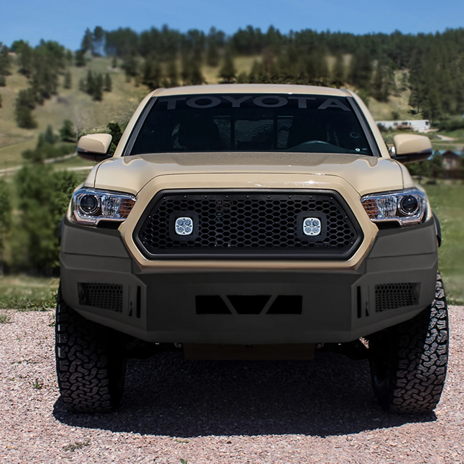 2016-2021 Toyota Tacoma Black Heavy Duty Steel Front Bumper & LED Light Ports - Image 10