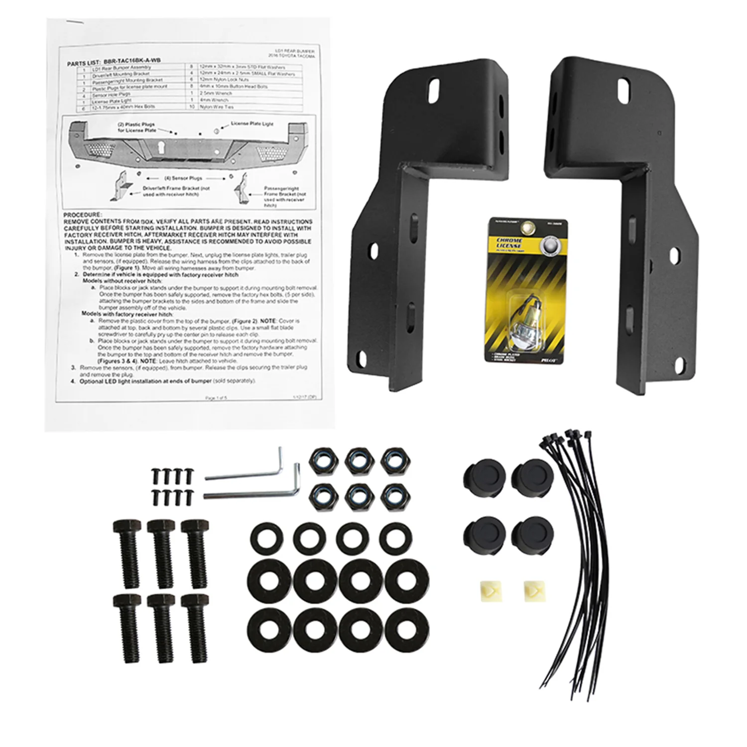 2016-2021 Toyota Tacoma Black Heavy Duty Steel Rear Step Bumper w/License Lamp - Image 9
