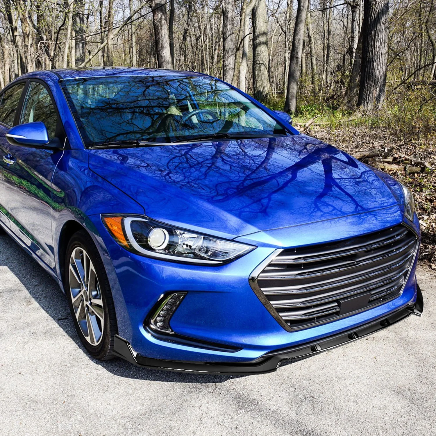 2017-2018 Hyundai Elantra Glossy Black Polypropylene 3Pcs Bumper Lip - Image 9