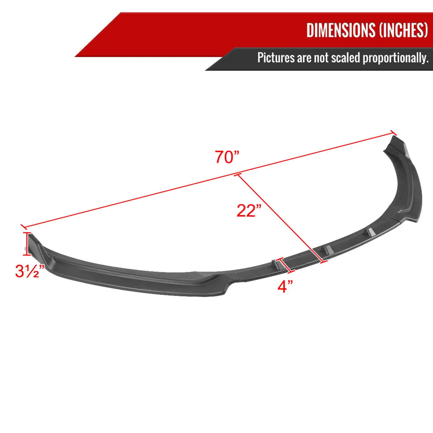 2017-2018 Hyundai Elantra Matte Black Polypropylene 3Pcs Bumper Lip - Image 2