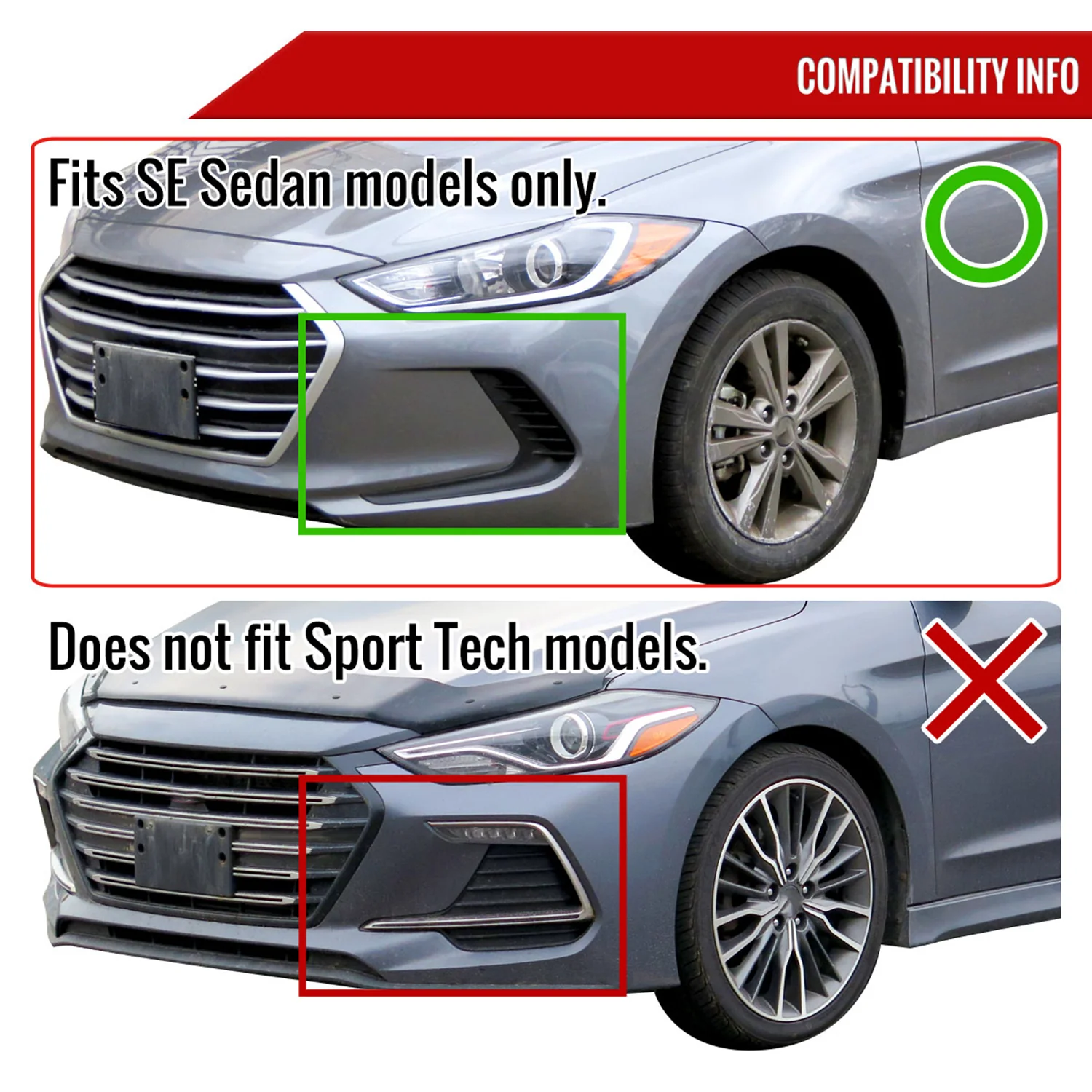 2017-2018 Hyundai Elantra Matte Black Polypropylene 3Pcs Bumper Lip - Image 7