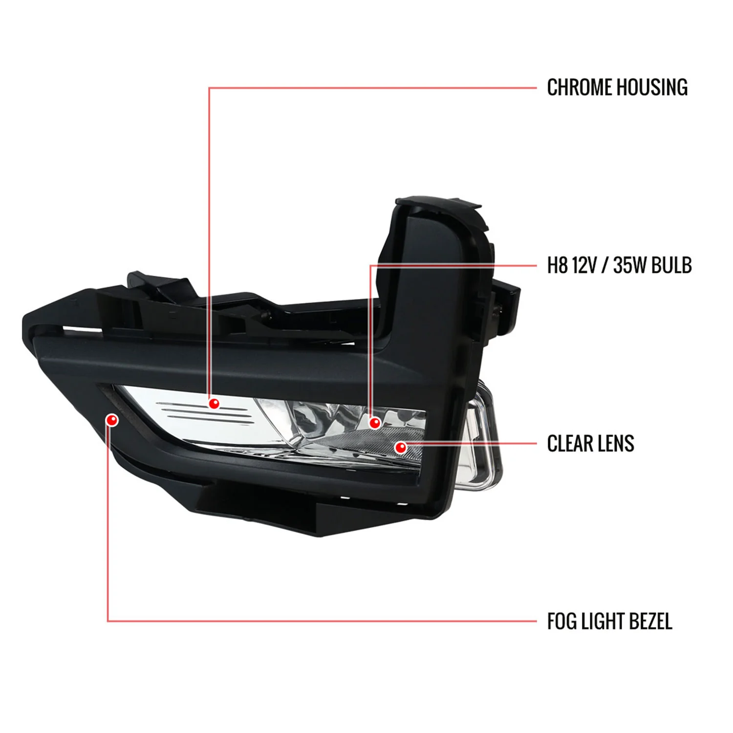 2017-2018 Nissan Rogue H8 Fog Lights Kit Chrome Housing/Clear Lens - Image 9