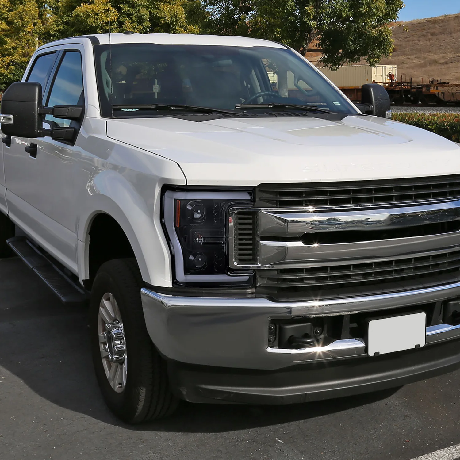 2017-2019 Ford F-250 F-350 F-450 F-550 LED C-Bar Projector Headlights Black - Image 10