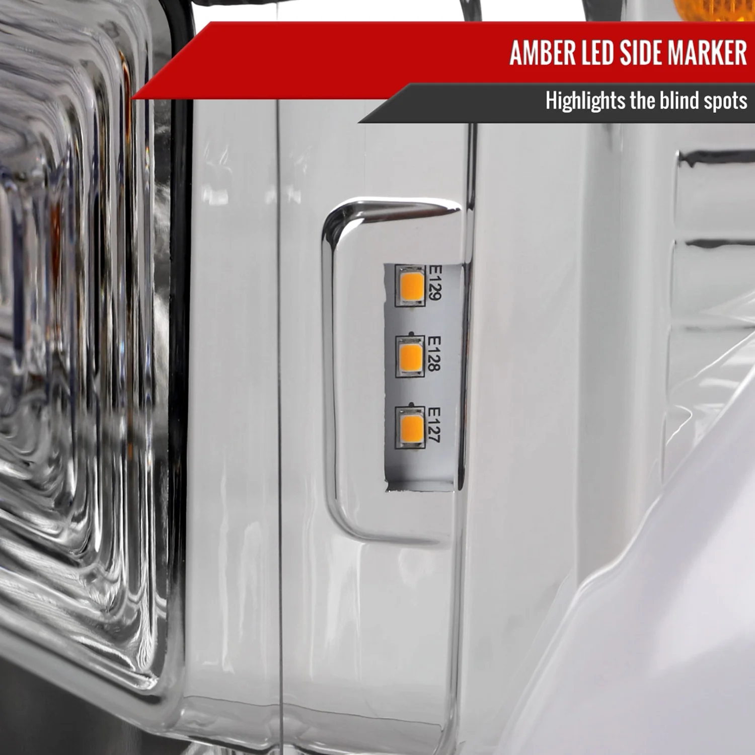 2017-2019 Ford F-250 F-350 F-450 F-550 LED C-Bar Projector Headlights Chrome - Image 6