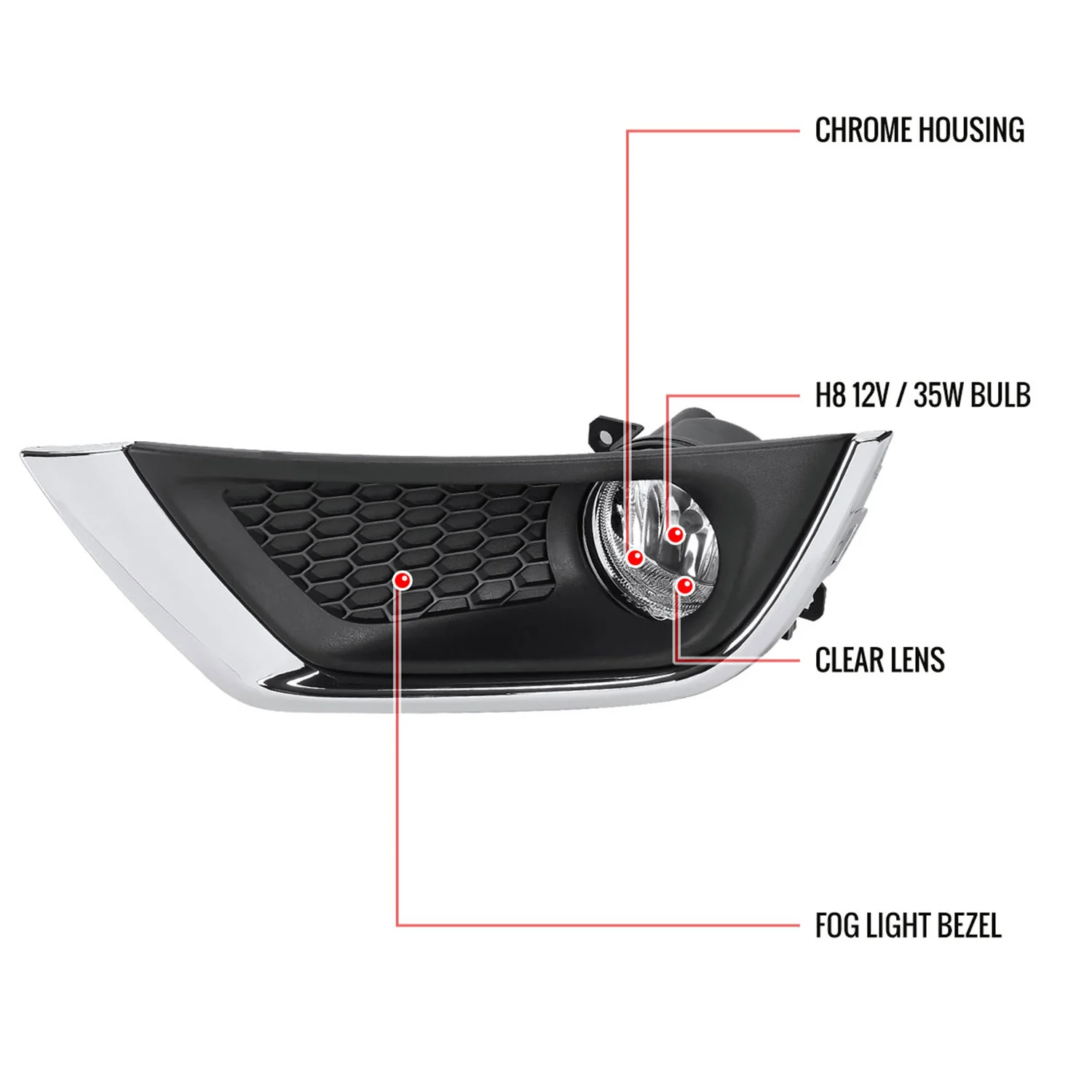 2017-2020 Jeep Compass H8 Fog Lights Kit Chrome Housing/Clear Lens - Image 9